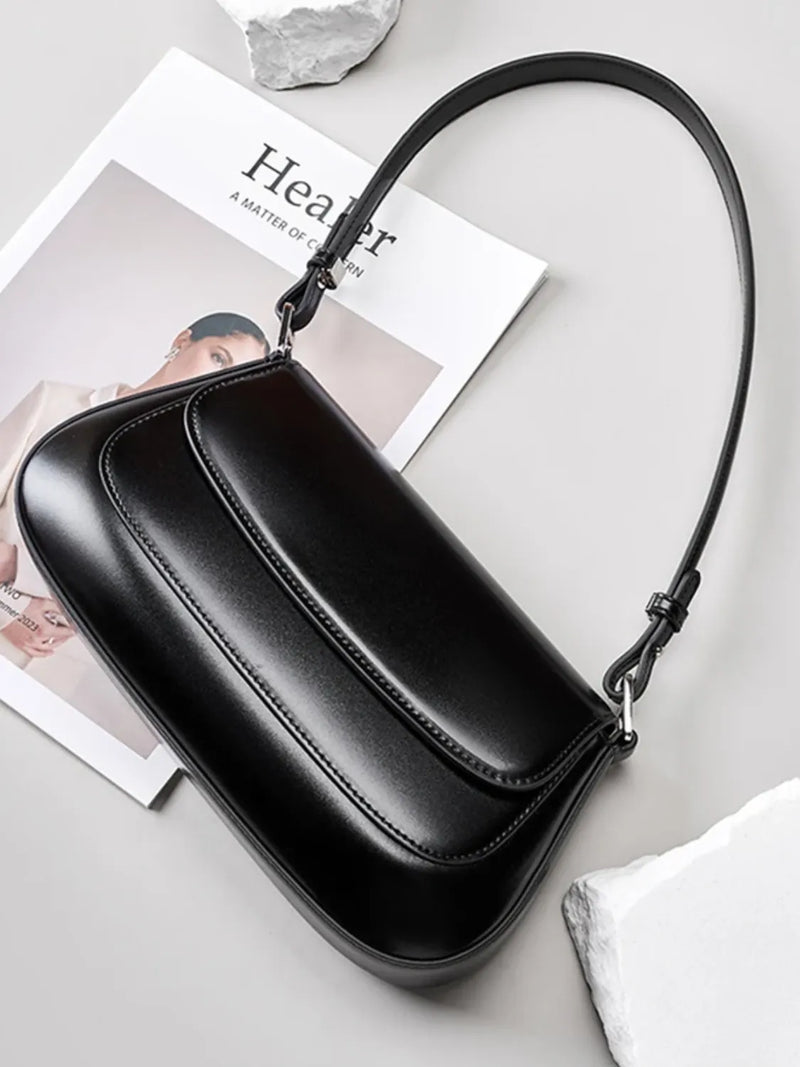 Bolsa Feminina Baguete Tiracolo em Couro PU com Alça Ajustável - Briana