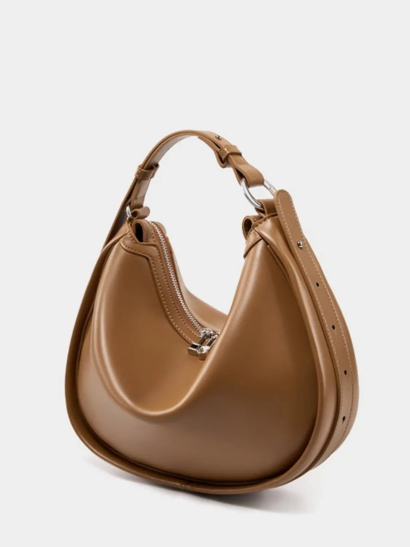 Bolsa Feminina de Ombro Meia Lua em Couro com Alça Ajustável - Luna