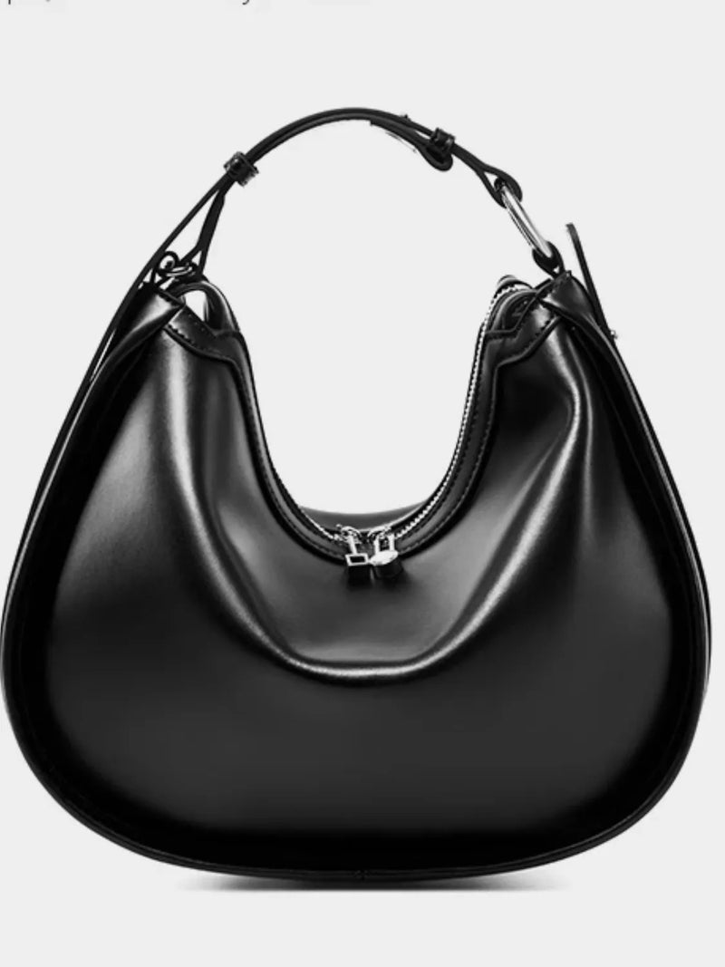 Bolsa Feminina de Ombro Meia Lua em Couro com Alça Ajustável - Luna