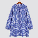 Vestido Bordado com Manga Longa Clássico